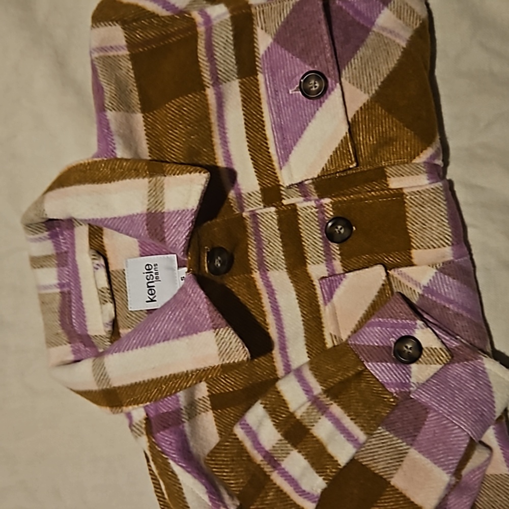 Fleece Peacoat with Plaid Pattern